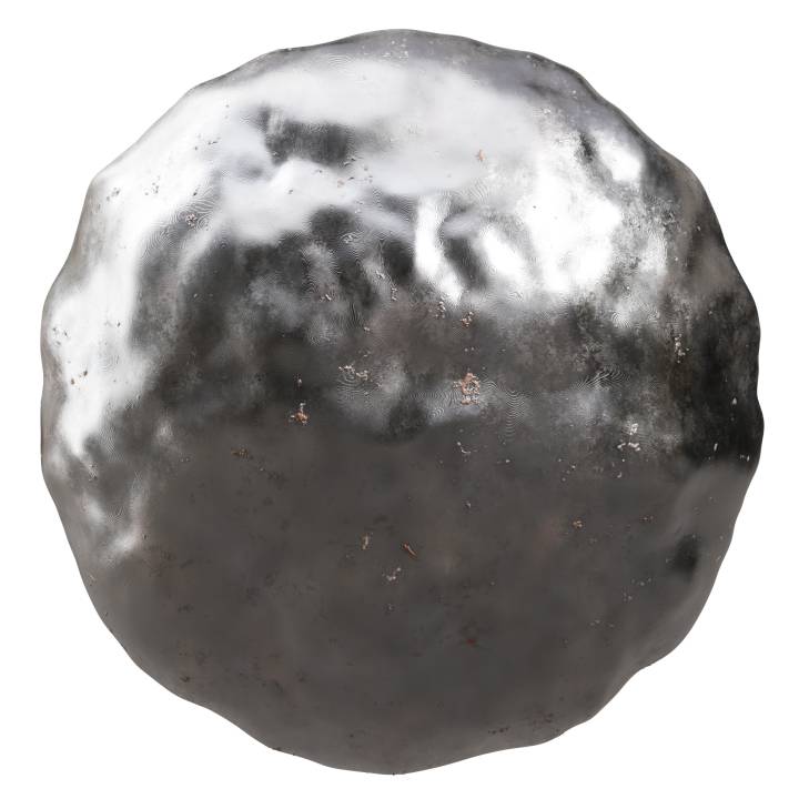 preview render of the free PBR material Battered Metal 01 (cc0 texture)