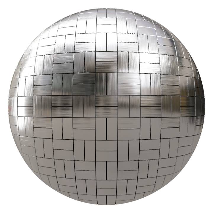 preview render of the free PBR material Brushed Metal Tiles 02 (cc0 texture)