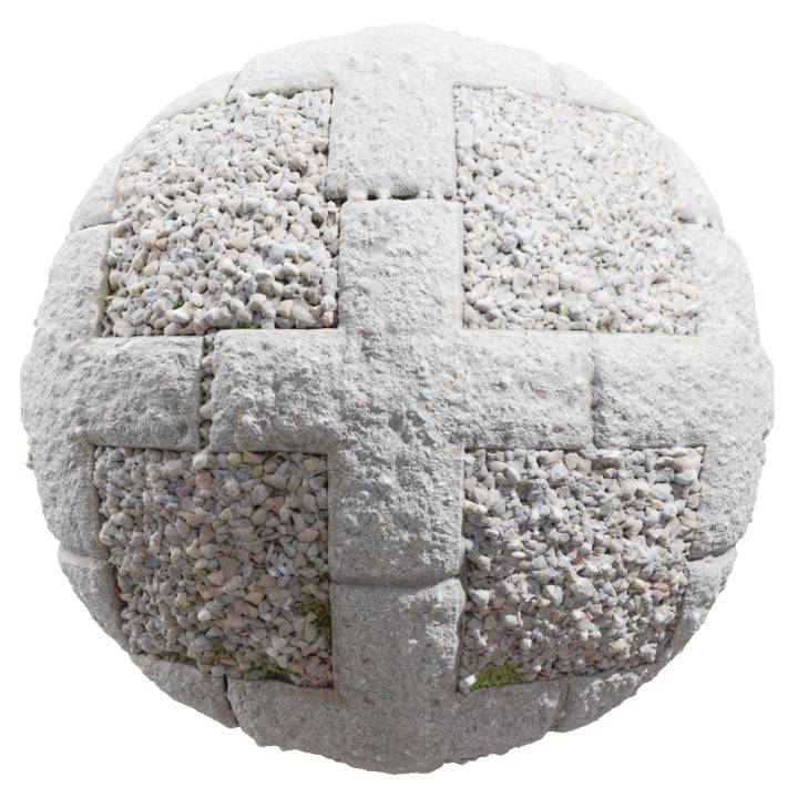 preview render of the free PBR material Gravel Driveway 01 (cc0 texture)