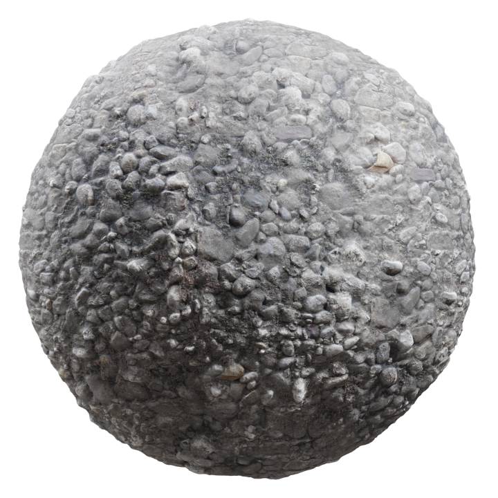 preview render of the free PBR material Gravel Wall 02 (cc0 texture)