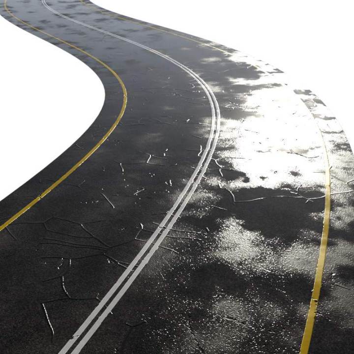 preview render of the free PBR material Highway Road Wet 01 (cc0 texture)
