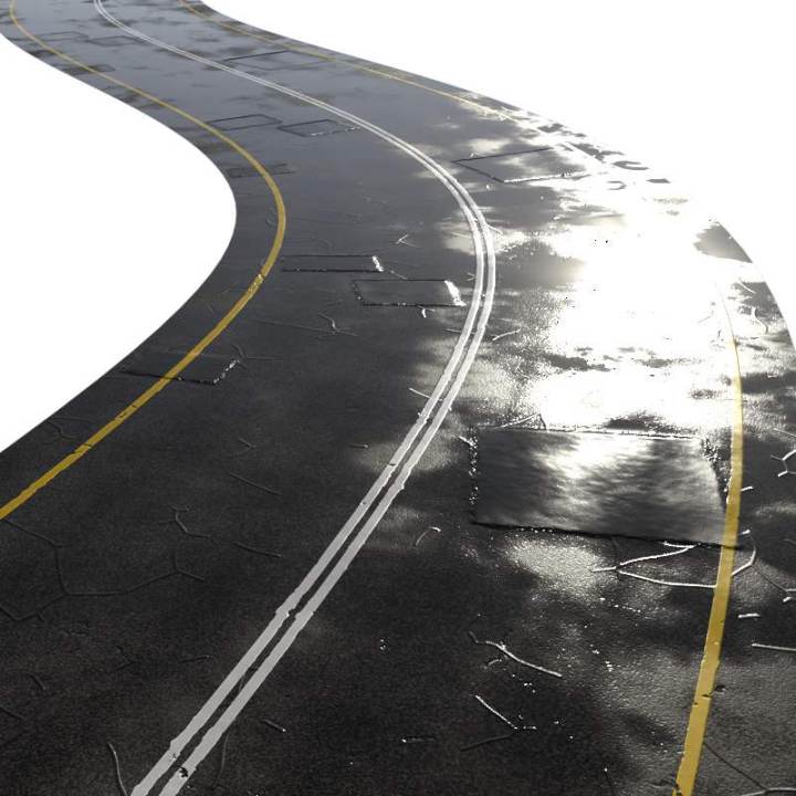 preview render of the free PBR material Highway Road Wet 02 (cc0 texture)