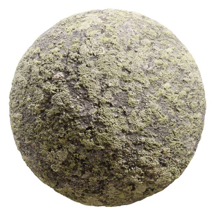 preview render of the free PBR material Mossy Rock 01 (cc0 texture)