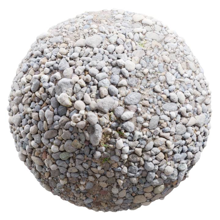 preview render of the free PBR material Pebbles 01 (cc0 texture)