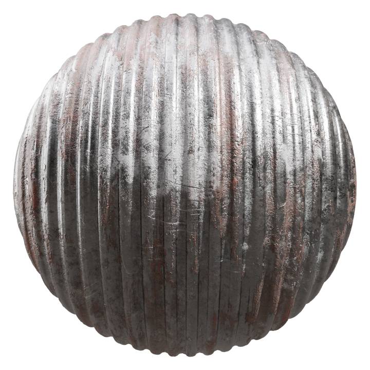 preview render of the free PBR material Rusty Corrugated Metal Panel 01 (cc0 texture)