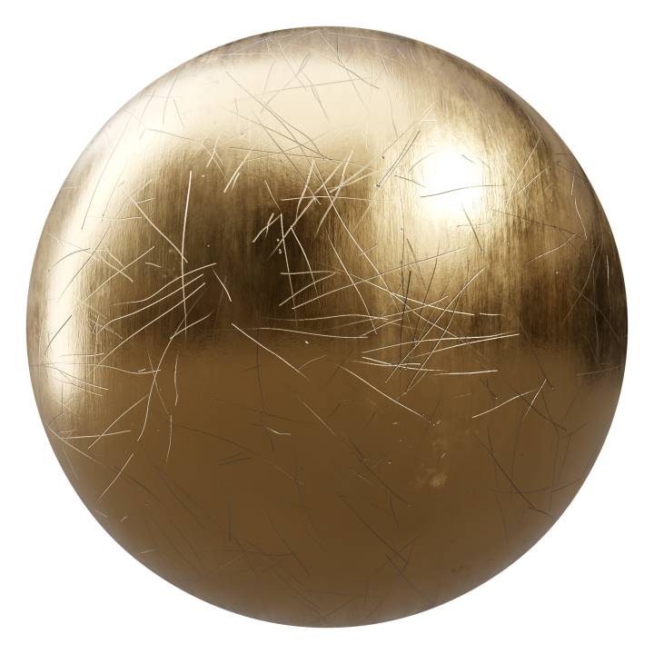preview render of the free PBR material Scratched Gold 01 (cc0 texture)
