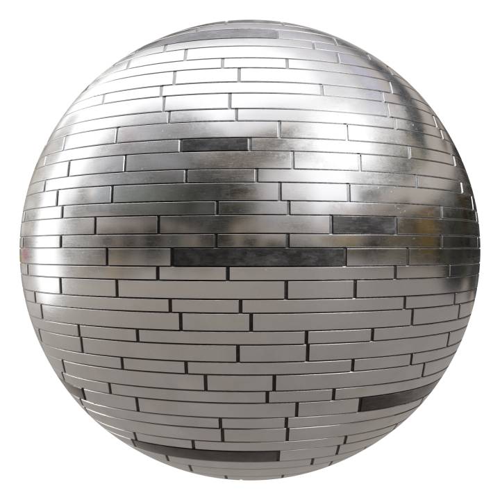 preview render of the free PBR material Thin Stainless Steel Tiles 01 (cc0 texture)