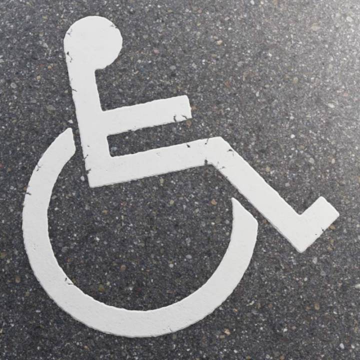 preview render of the free PBR material Wheelchair Road Marking 01 (cc0 texture)