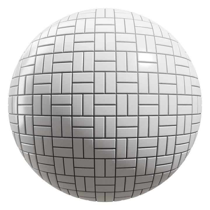 preview render of the free PBR material White Tiles 08 (cc0 texture)