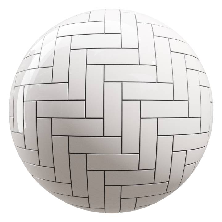 preview render of the free PBR material White Herringbone Tiles 01 (cc0 texture)