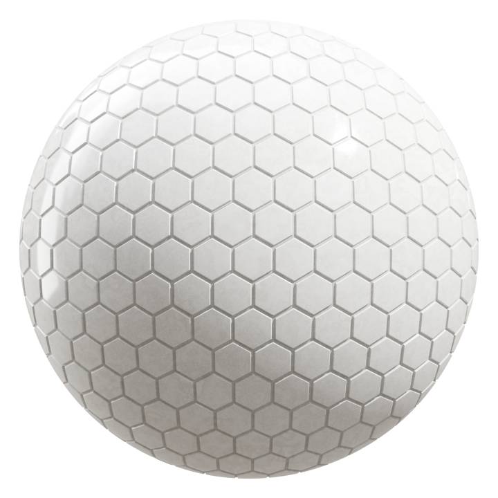 preview render of the free PBR material White Hexagonal Tiles 01 (cc0 texture)